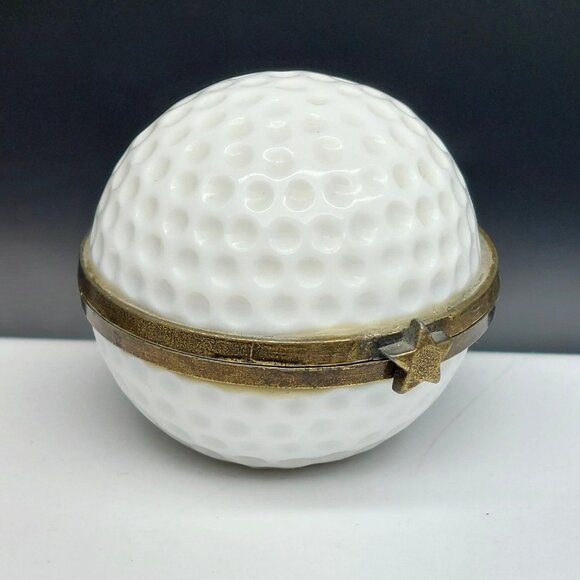 Midwest of Cannon Falls PHB Porcelain Golf Ball Hinged Trinket Box - Picture 3 of 7